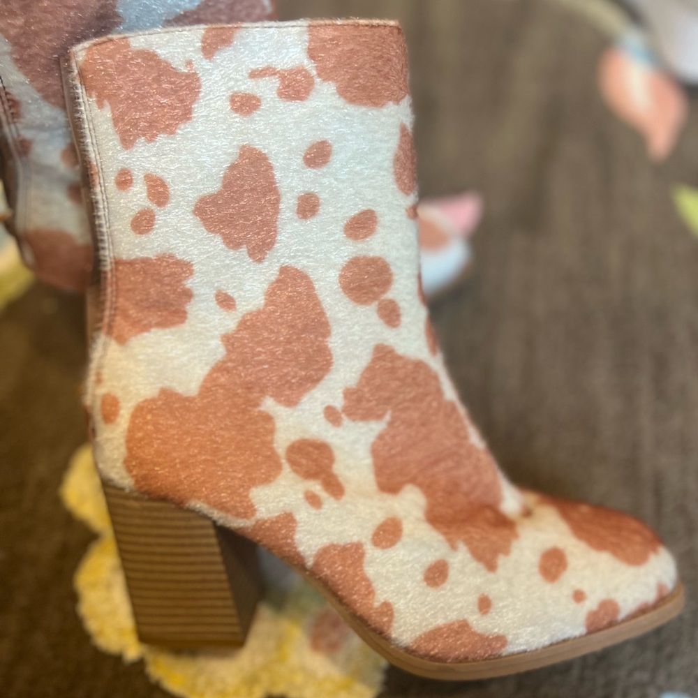 Pierre Dumas Cammy Cow Print Ankle Boot - image 3